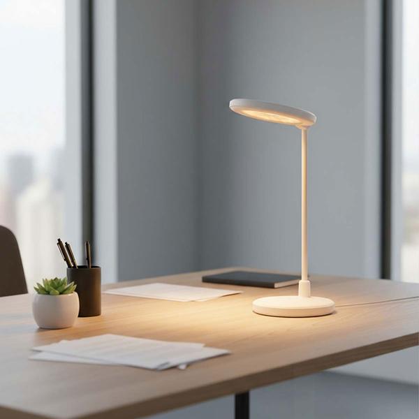 Elegante LED Schreibtischlampe mit Schminkspiegel & Akku, Weiss – Dimmbare Kosmetiklampe & Make-up Licht für Schminktisch & Büro, USB-C, 58.3cm