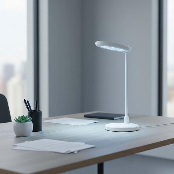 Elegante LED Schreibtischlampe mit Schminkspiegel & Akku, Weiss – Dimmbare Kosmetiklampe & Make-up Licht für Schminktisch & Büro, USB-C, 58.3cm