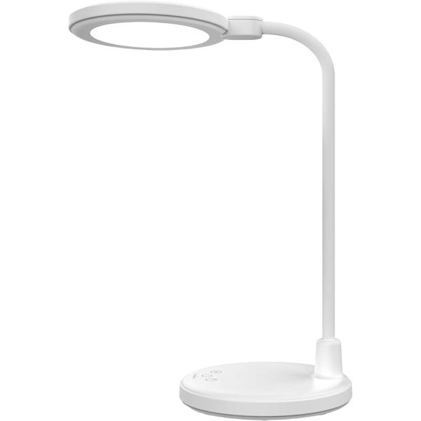 Elegante LED Schreibtischlampe mit Schminkspiegel & Akku, Weiss – Dimmbare Kosmetiklampe & Make-up Licht für Schminktisch & Büro, USB-C, 58.3cm