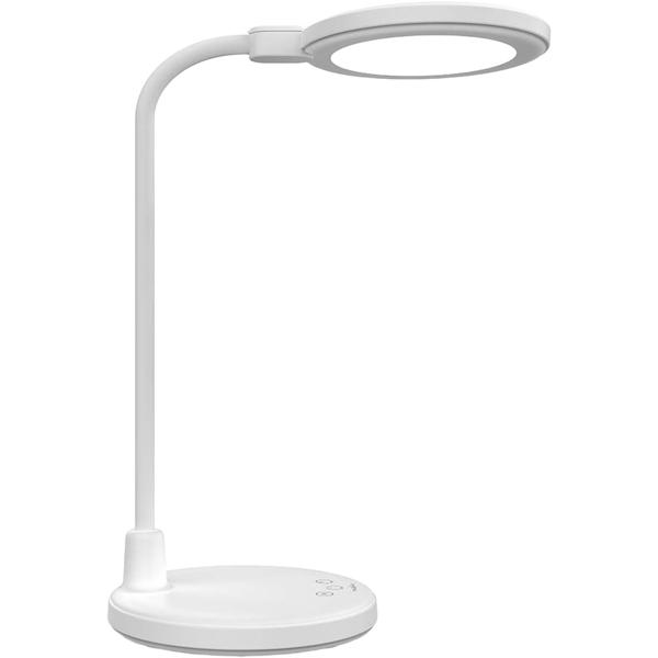 Elegante LED Schreibtischlampe mit Schminkspiegel & Akku, Weiss – Dimmbare Kosmetiklampe & Make-up Licht für Schminktisch & Büro, USB-C, 58.3cm