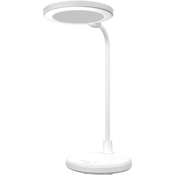 Elegante LED Schreibtischlampe mit Schminkspiegel & Akku, Weiss – Dimmbare Kosmetiklampe & Make-up Licht für Schminktisch & Büro, USB-C, 58.3cm