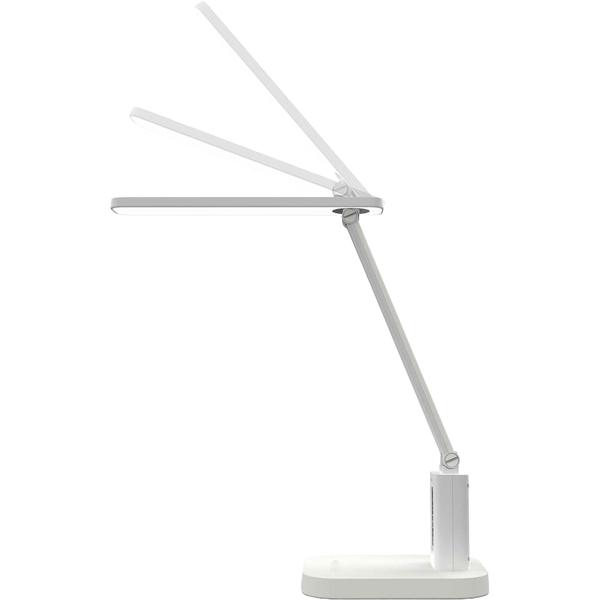 Aufladbare LED Schreibtischleuchte – Schicke Nachttischlampe mit Touch-Dimmer, Kalender, Raumtemperatur, Alarm & Uhr fürs Schlafzimmer & Büro