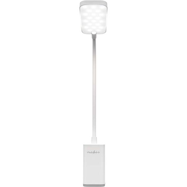 Elegante LED Schreibtischlampe dimmbar mit Klemme – Moderne Tischleuchte für Büro, Studium & Lesen, USB Akku Klemmlampe, Weiss