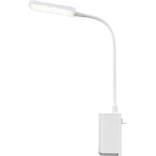 Elegante LED Schreibtischlampe dimmbar mit Klemme – Moderne Tischleuchte für Büro, Studium & Lesen, USB Akku Klemmlampe, Weiss