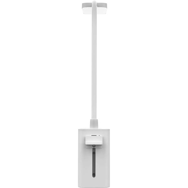 Elegante LED Schreibtischlampe dimmbar mit Klemme – Moderne Tischleuchte für Büro, Studium & Lesen, USB Akku Klemmlampe, Weiss