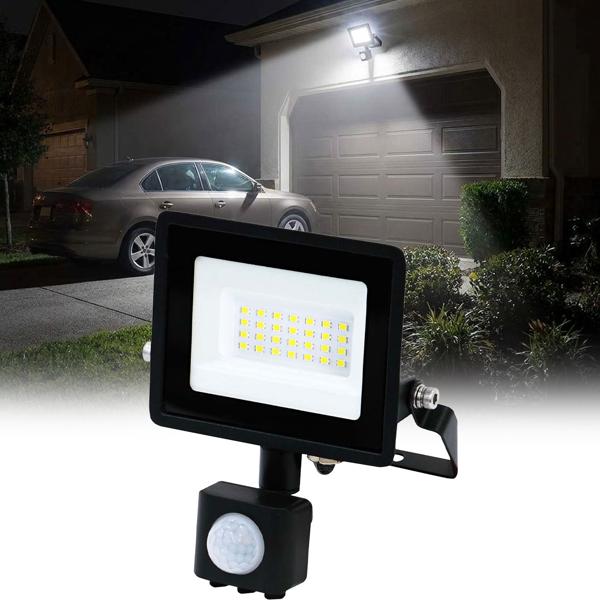 Set of 2 LED floodlights with motion sensor – 1620 lumen outdoor spotlight – 4000K – adjustable wall floodlight IP44 – 3x8 m detection