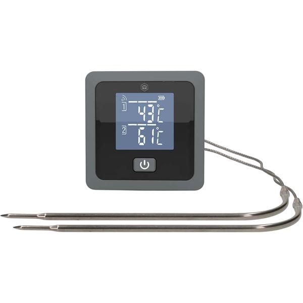 Termometro per carne Bluetooth di precisione con 2 sonde per BBQ e forno – controllo smart via app, timer e allarme per risultati perfetti alla griglia, 7,5 cm
