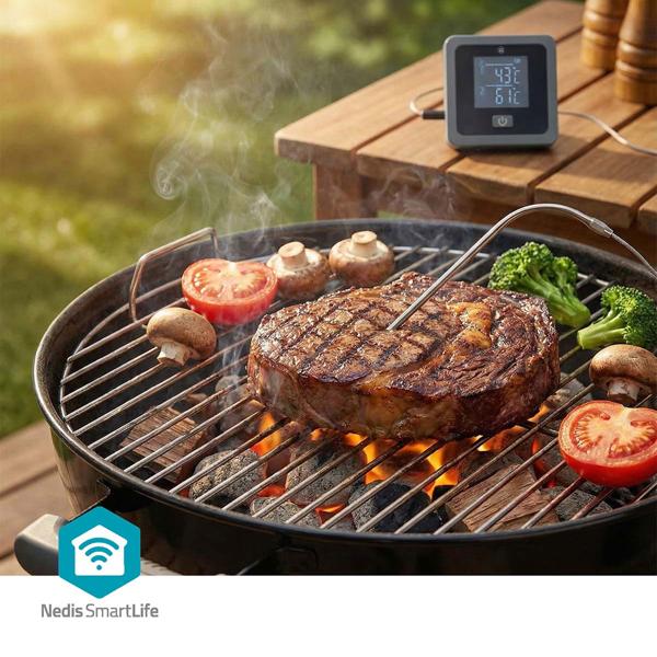 Termometro per carne Bluetooth di precisione con 2 sonde per BBQ e forno – controllo smart via app, timer e allarme per risultati perfetti alla griglia, 7,5 cm