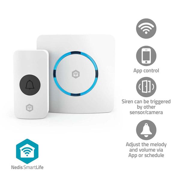 Smarte WLAN Funk Klingel Weiss – kabellose Türklingel für Smart Home, App-Steuerung, 60 Melodien, 100m Reichweite