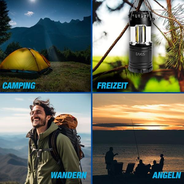 2er-Set 2in1 Campinglampe & Ventilator – Helles COB Licht & Abkühlung für Zelt, Outdoor & Wandern – Kompakt & Batteriebetrieben