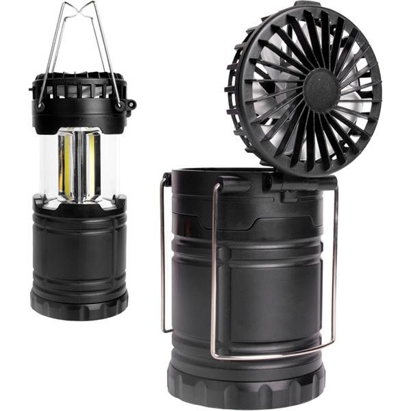 Set da 2 lampade da campeggio 2 in 1 con ventilatore – luce COB intensa e freschezza per tenda, outdoor ed escursioni – compatta e a batteria