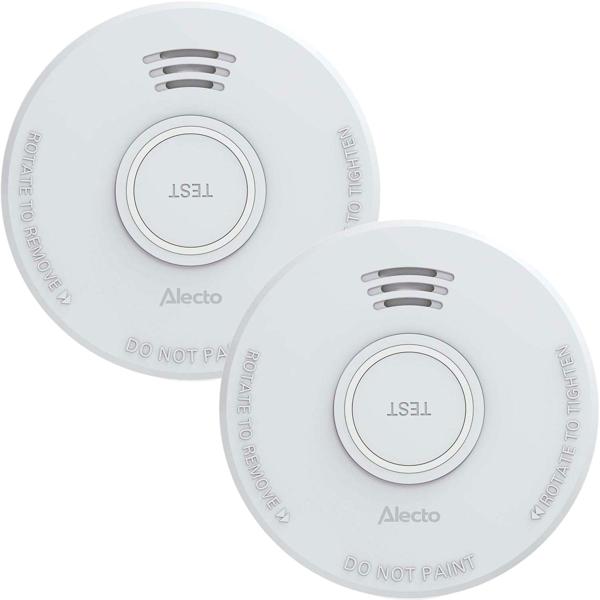Lot de 2 détecteurs de fumée photoélectriques conformes DIN EN 14604 – détecteur d’incendie fiable avec alarme 85 dB et bouton de test – fonctionnement avec pile 9 V et matériel de montage inclus