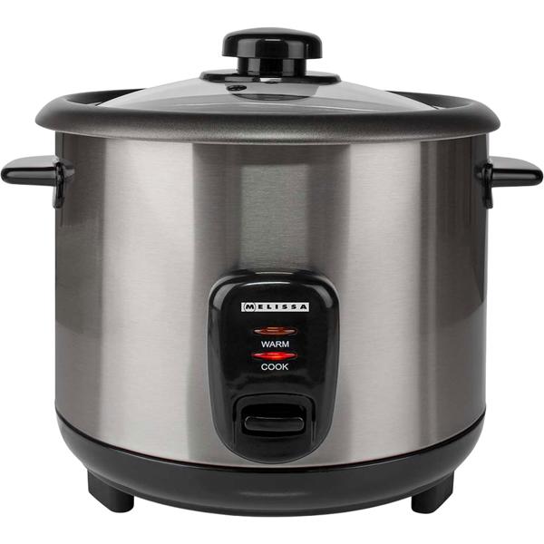 Cuiseur à riz en inox design avec fonction maintien au chaud, 1,5 litre, 500 W, noir - argenté, revêtement antiadhésif, pour jusqu’à 8 portions de riz délicieux