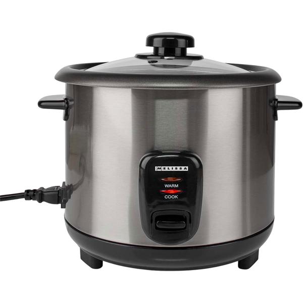 Cuiseur à riz en inox design avec fonction maintien au chaud, 1,5 litre, 500 W, noir - argenté, revêtement antiadhésif, pour jusqu’à 8 portions de riz délicieux