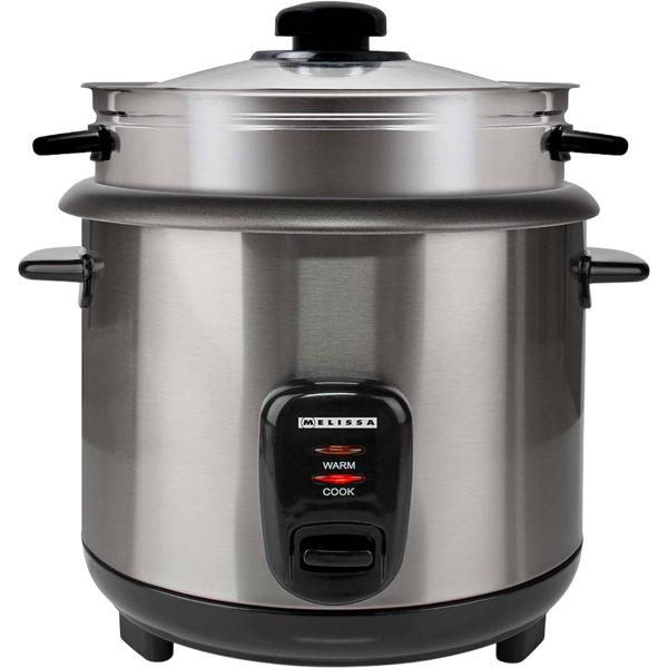Cuiseur à riz en inox design avec fonction maintien au chaud, 1,5 litre, 500 W, noir - argenté, revêtement antiadhésif, pour jusqu’à 8 portions de riz délicieux