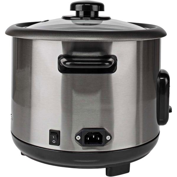 Cuiseur à riz en inox design avec fonction maintien au chaud, 1,5 litre, 500 W, noir - argenté, revêtement antiadhésif, pour jusqu’à 8 portions de riz délicieux