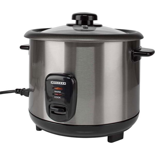 Cuiseur à riz en inox design avec fonction maintien au chaud, 1,5 litre, 500 W, noir - argenté, revêtement antiadhésif, pour jusqu’à 8 portions de riz délicieux