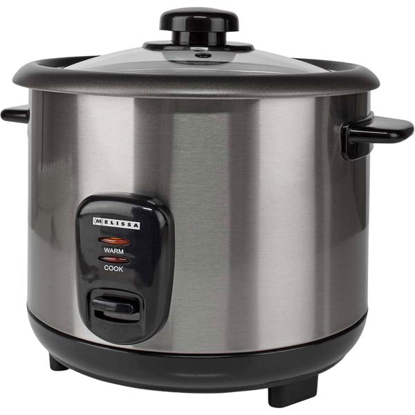 Cuiseur à riz en inox design avec fonction maintien au chaud, 1,5 litre, 500 W, noir - argenté, revêtement antiadhésif, pour jusqu’à 8 portions de riz délicieux