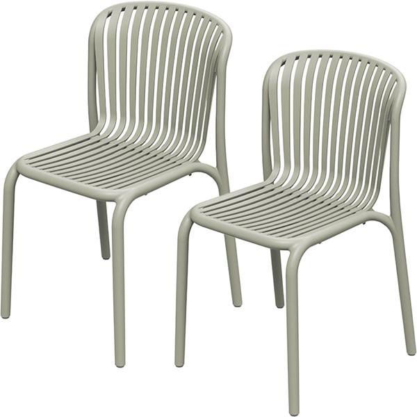2er-Set Stapelbarer Gartenstuhl in Beige, moderner Kunststoffstuhl in Bauhaus-Optik - ergonomischer Terrassenstuhl, wetterfest und nachhaltig