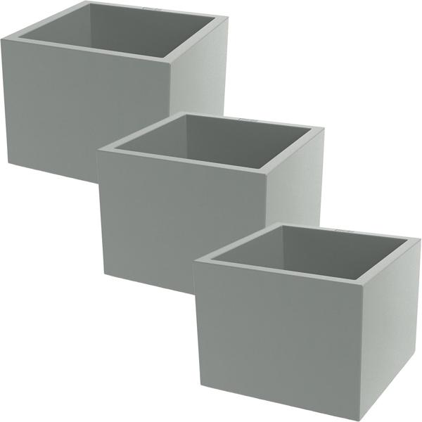 Set di 3 vasi per fiori quadrati da 58 cm in grigio cemento, cassetta per piante da 91 L in plastica per interno & esterno, resistente al gelo e ai raggi UV, leggera