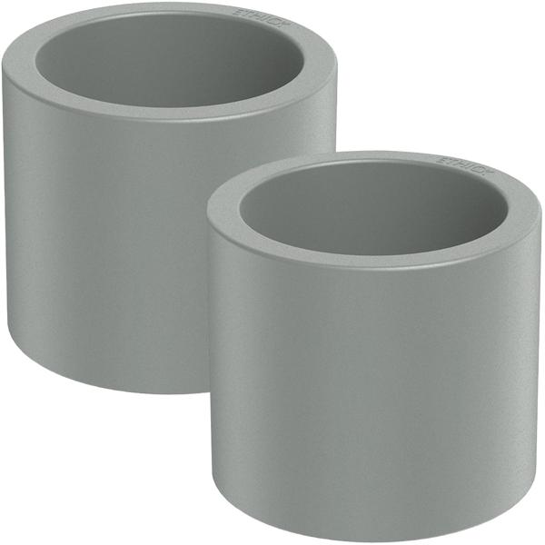 Set 2 moderni vasi rotondi Ø38 cm grigio cemento, vaso per piante 19L in plastica per interno ed esterno, antigelo e resistente ai raggi UV, leggero