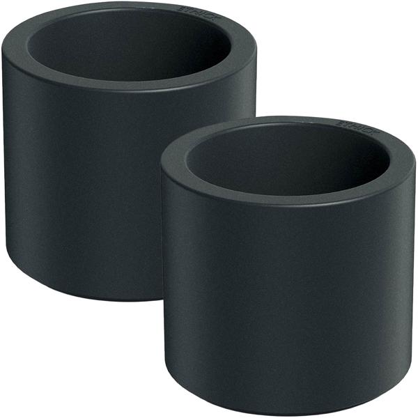 Lot de 2 pots de fleurs ronds modernes Ø38 cm anthracite, bac de plantation 19 L en plastique pour intérieur & extérieur, résistant au gel & aux UV, léger