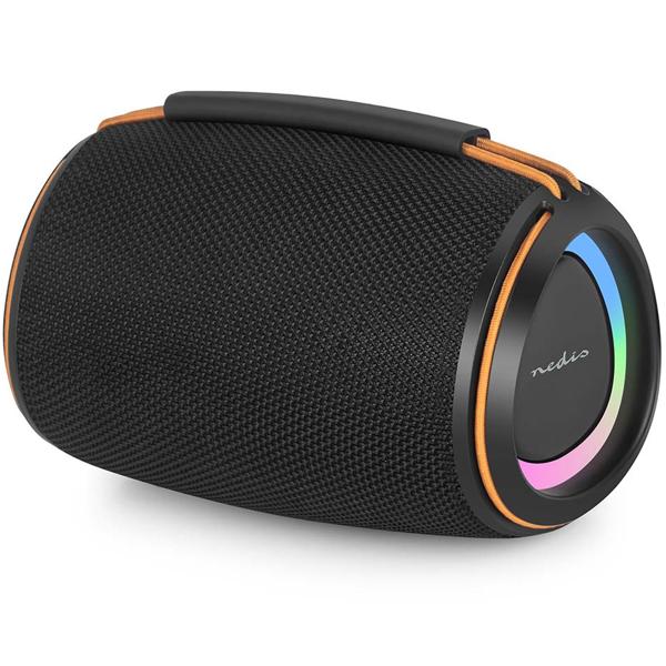 Haut-parleur Bluetooth 5.4 compact, 40 W – Enceinte musicale mobile sans fil, portable avec batterie pour l’extérieur et la maison, son puissant, noir/orange