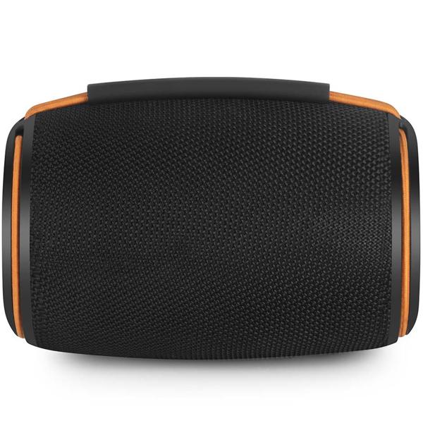 Haut-parleur Bluetooth 5.4 compact, 40 W – Enceinte musicale mobile sans fil, portable avec batterie pour l’extérieur et la maison, son puissant, noir/orange