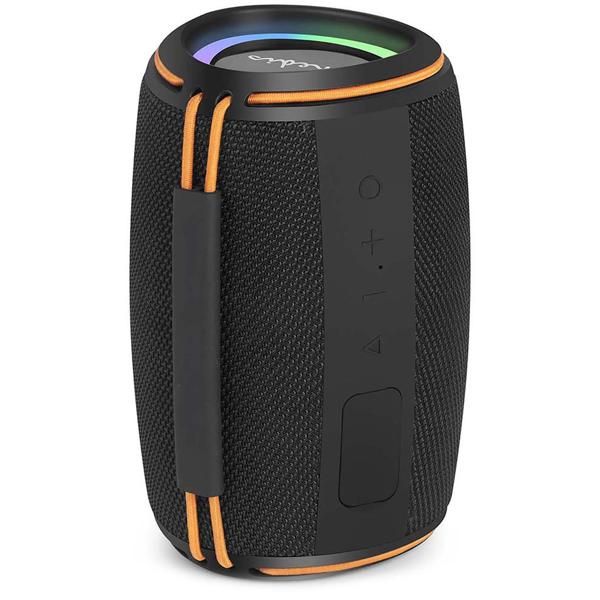Haut-parleur Bluetooth 5.4 compact, 40 W – Enceinte musicale mobile sans fil, portable avec batterie pour l’extérieur et la maison, son puissant, noir/orange