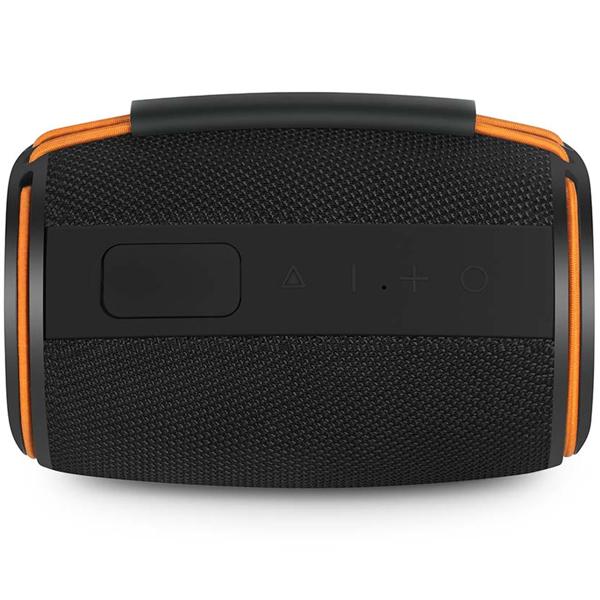 Haut-parleur Bluetooth 5.4 compact, 40 W – Enceinte musicale mobile sans fil, portable avec batterie pour l’extérieur et la maison, son puissant, noir/orange