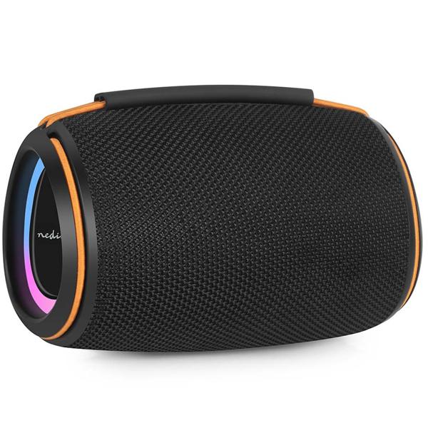 Haut-parleur Bluetooth 5.4 compact, 40 W – Enceinte musicale mobile sans fil, portable avec batterie pour l’extérieur et la maison, son puissant, noir/orange