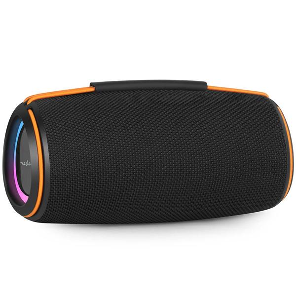 Haut-parleur Bluetooth 5.4, 60 W – Haut-parleur de musique mobile sans fil, portable avec batterie pour l’extérieur et la maison, son puissant, noir/orange