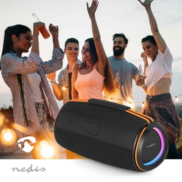 Haut-parleur Bluetooth 5.4, 60 W – Haut-parleur de musique mobile sans fil, portable avec batterie pour l’extérieur et la maison, son puissant, noir/orange