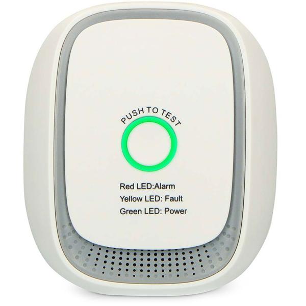 Gas alarm for wall socket – methane & natural gas detector with 70 dB alarm & LED ring – EN50194 certified – gas warning device for kitchen, boiler & heating