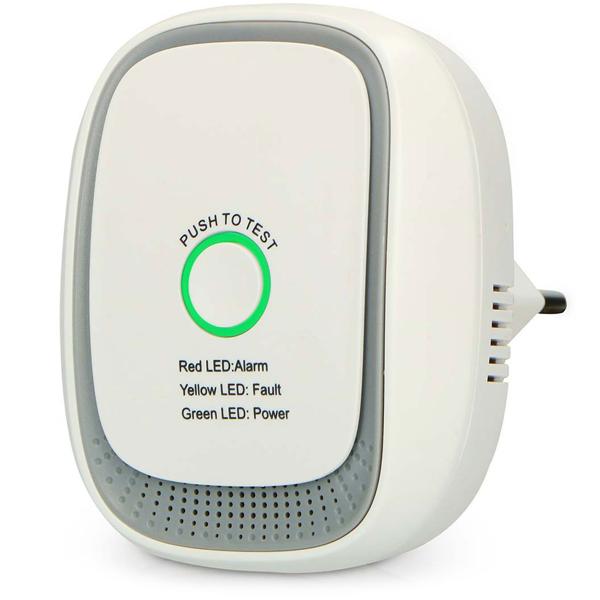Gas alarm for wall socket – methane & natural gas detector with 70 dB alarm & LED ring – EN50194 certified – gas warning device for kitchen, boiler & heating
