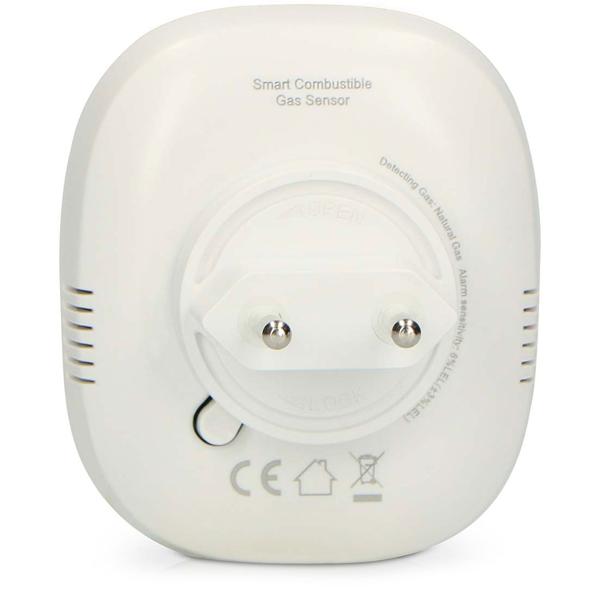 Gas alarm for wall socket – methane & natural gas detector with 70 dB alarm & LED ring – EN50194 certified – gas warning device for kitchen, boiler & heating