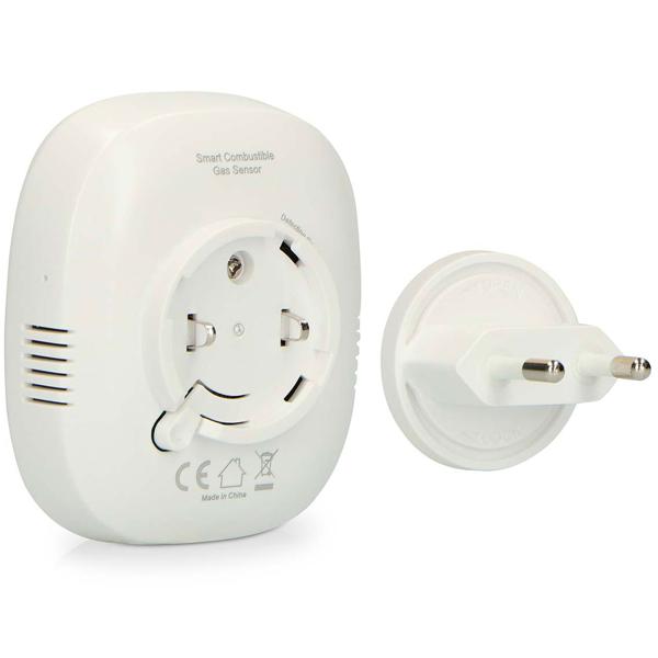 Gas alarm for wall socket – methane & natural gas detector with 70 dB alarm & LED ring – EN50194 certified – gas warning device for kitchen, boiler & heating