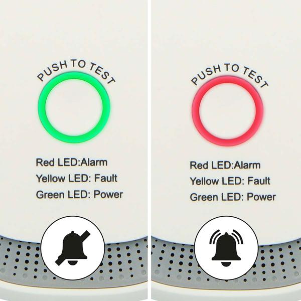 Gas alarm for wall socket – methane & natural gas detector with 70 dB alarm & LED ring – EN50194 certified – gas warning device for kitchen, boiler & heating