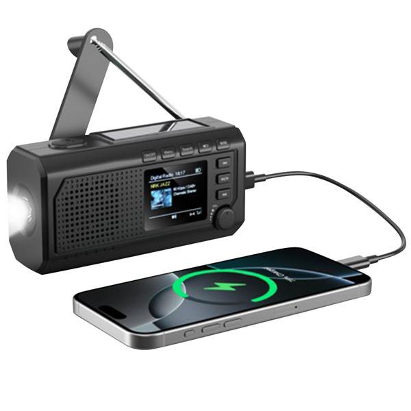 Reliable solar crank radio DAB+ FM emergency radio with power bank, torch & Bluetooth: robust outdoor radio for camping & crises