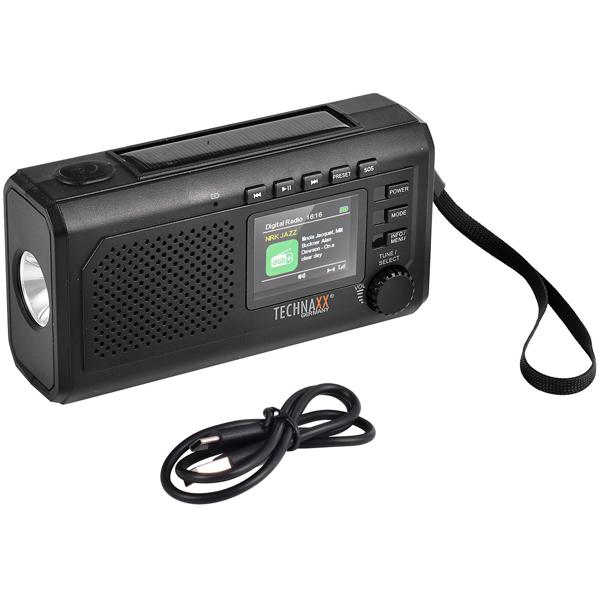 Reliable solar crank radio DAB+ FM emergency radio with power bank, torch & Bluetooth: robust outdoor radio for camping & crises