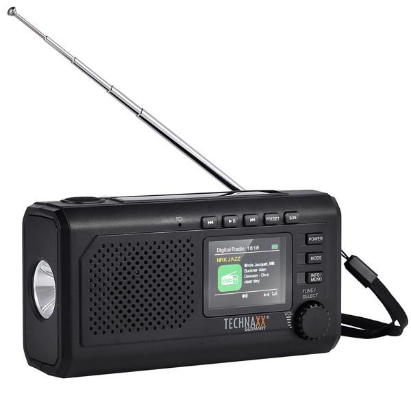 Reliable solar crank radio DAB+ FM emergency radio with power bank, torch & Bluetooth: robust outdoor radio for camping & crises