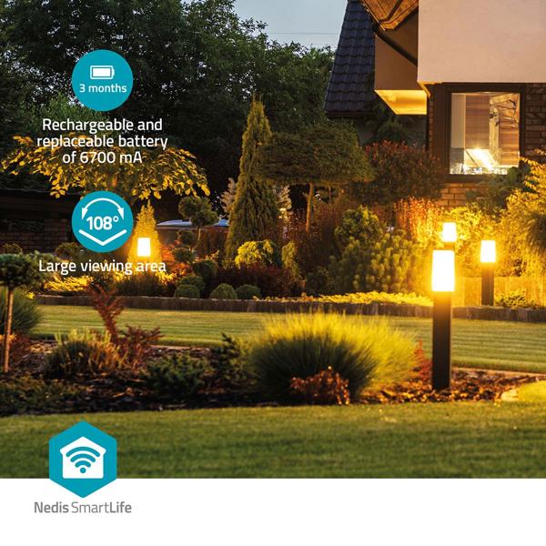 Caméra Wi‑Fi 4K d’extérieur avec batterie et option solaire, PTZ 355° orientable, vision nocturne couleur, projecteur, sirène, IP65 étanche & compatible Alexa/Google