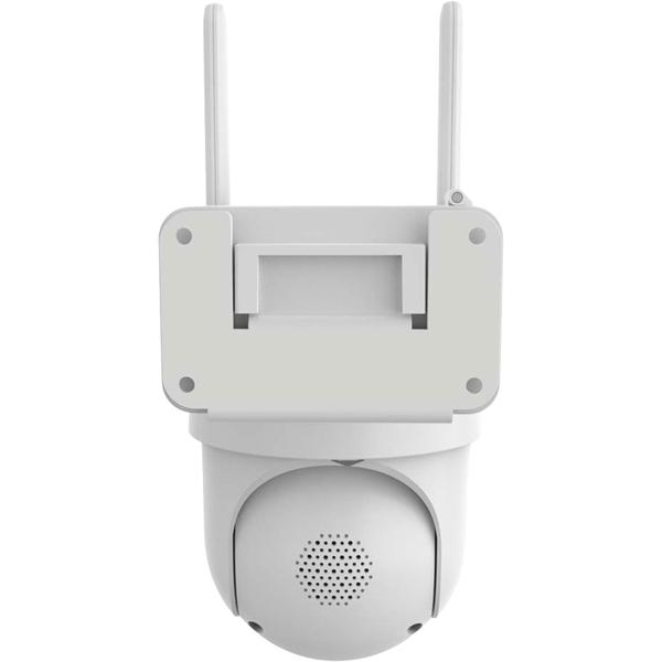 Caméra Wi‑Fi 4K d’extérieur avec batterie et option solaire, PTZ 355° orientable, vision nocturne couleur, projecteur, sirène, IP65 étanche & compatible Alexa/Google