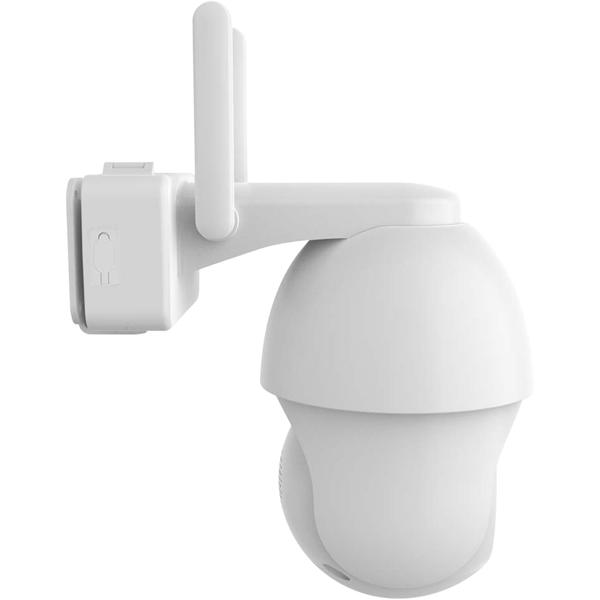Caméra Wi‑Fi 4K d’extérieur avec batterie et option solaire, PTZ 355° orientable, vision nocturne couleur, projecteur, sirène, IP65 étanche & compatible Alexa/Google