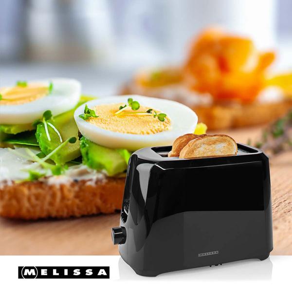 2-slot toaster in black – Modern 700 W design toaster with 6 browning levels, crumb tray & cancel function – Incl. cable storage