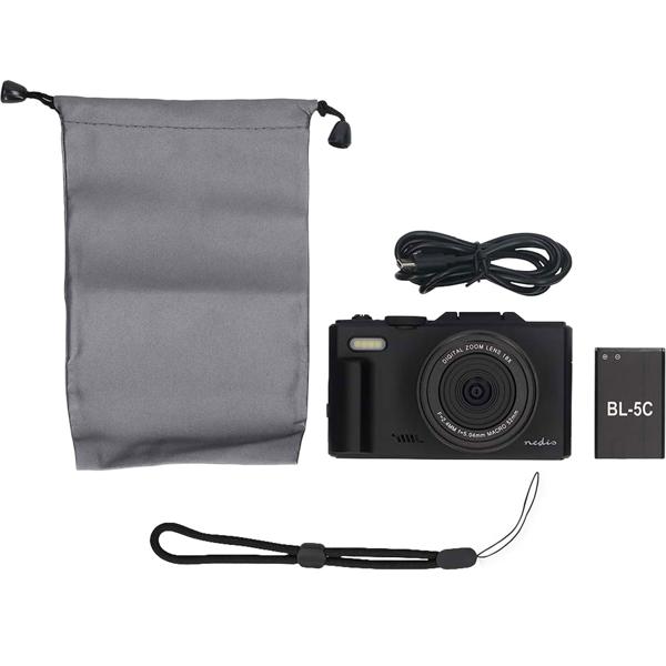 Digital 4K photo camera – professional vlogging camera with WiFi, flip screen & 75 MP, compact vlog camera for holidays & YouTube, black