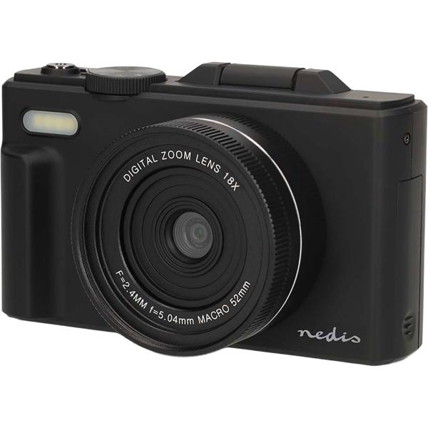Digital 4K photo camera – professional vlogging camera with WiFi, flip screen & 75 MP, compact vlog camera for holidays & YouTube, black