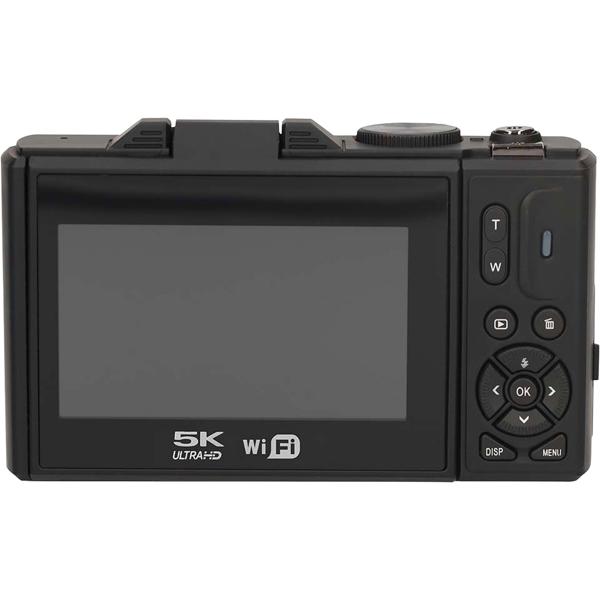 Digital 4K photo camera – professional vlogging camera with WiFi, flip screen & 75 MP, compact vlog camera for holidays & YouTube, black