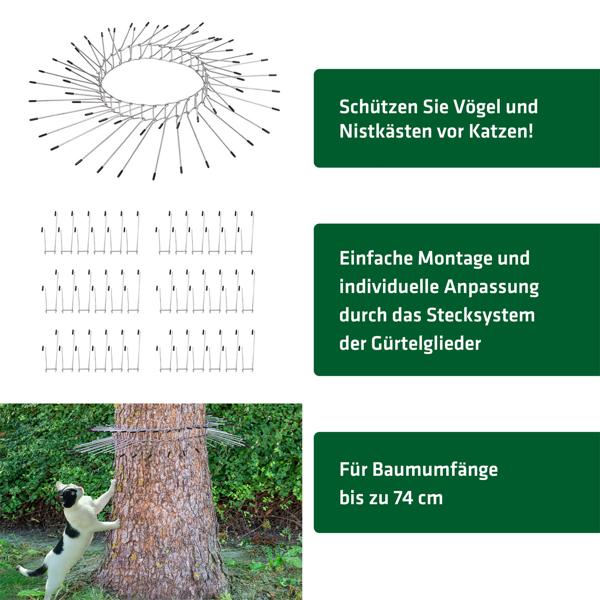 2er-Set Katzenabwehrgürtel: Effektiver Katzenschreck & Kletterschutz für Bäume – Sicherer Vogelschutz für Nistkasten & Nest, bis 74cm