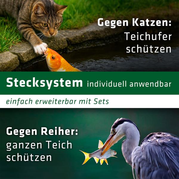 Zuverlässiger Reiher- & Katzenschutz für Gartenteiche: 20er Set Teichgitter, sechseckig Teichschutzgitter schwimmend